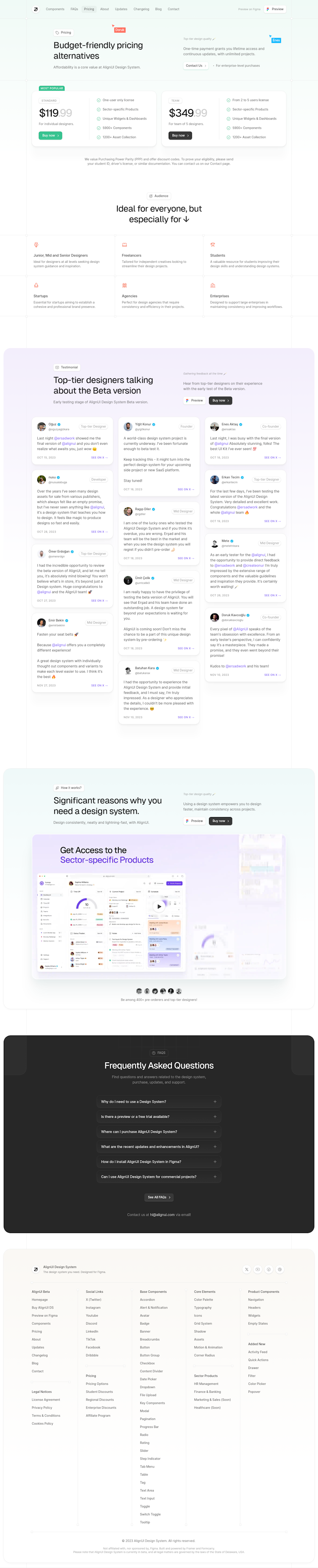 AlignUI Pricing Page Design