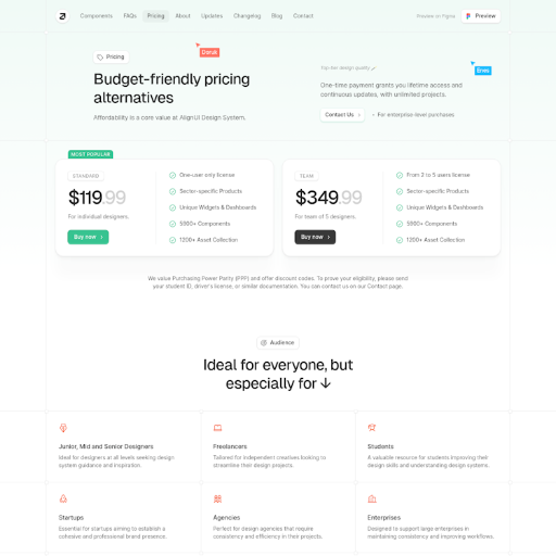 AlignUI Pricing Page Design