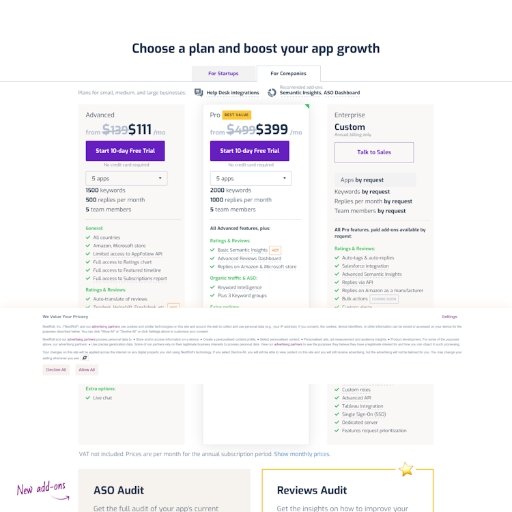 Appfollow Pricing Page Design