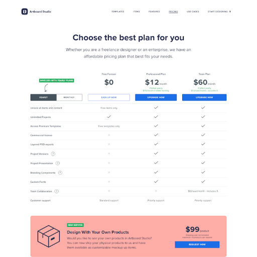 Artboard Pricing Page Design