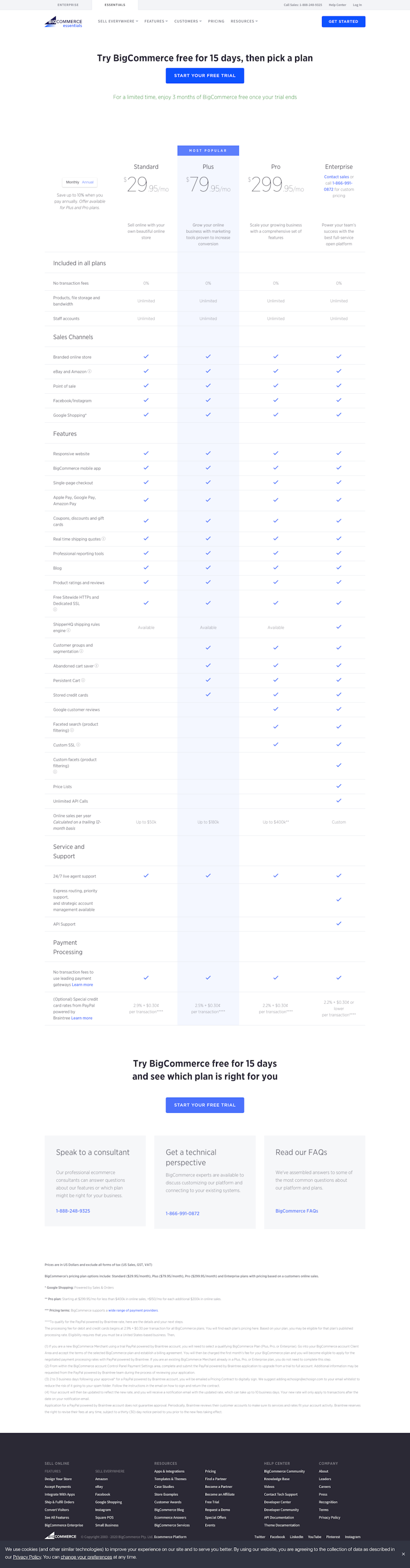 Bigcommerce Pricing Page Design