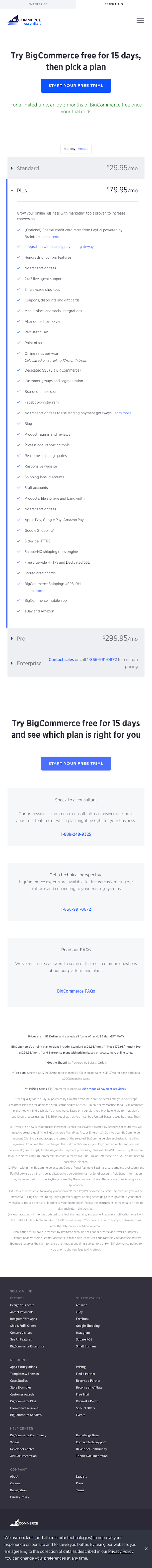 Bigcommerce Pricing Page Design