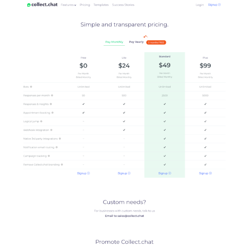 Collect Pricing Page Design