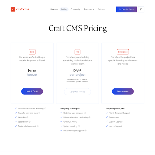 Craftcms Pricing Page Design