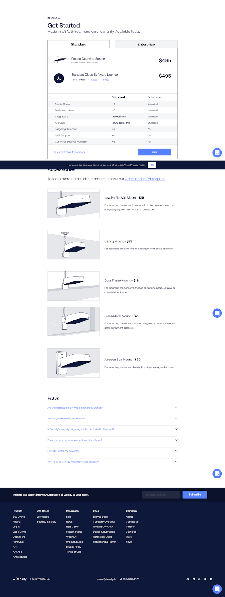 Density Pricing Page Design