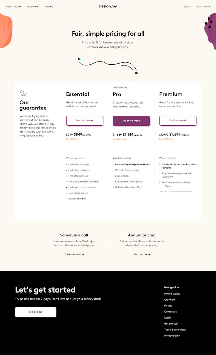 Designjoy Pricing Page Design