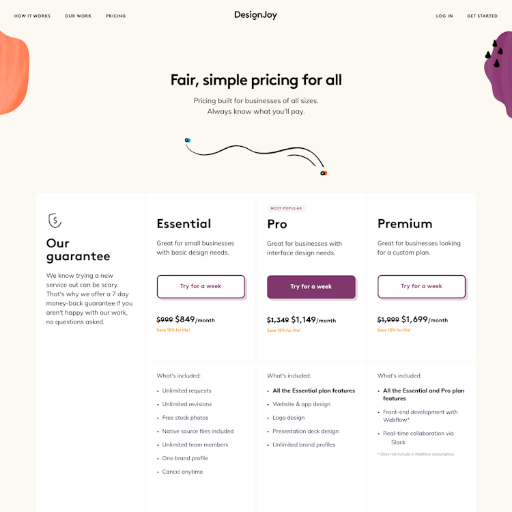 Designjoy Pricing Page Design