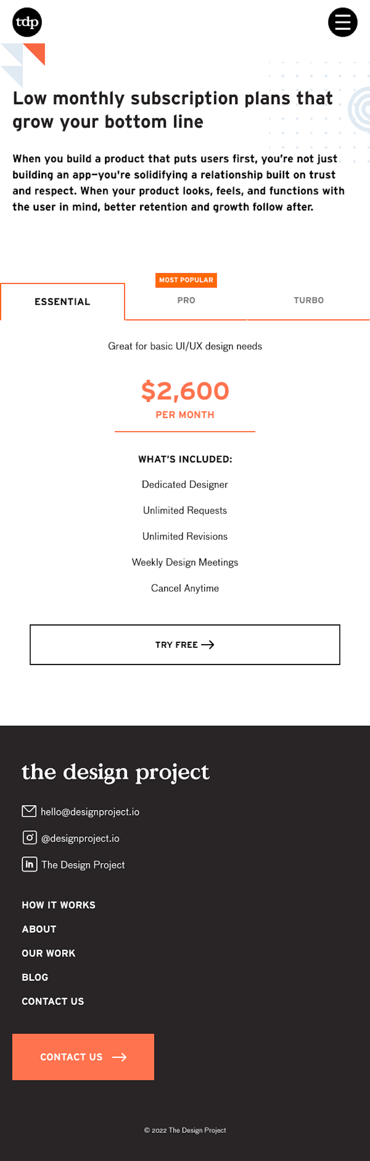 Designproject Pricing Page Design