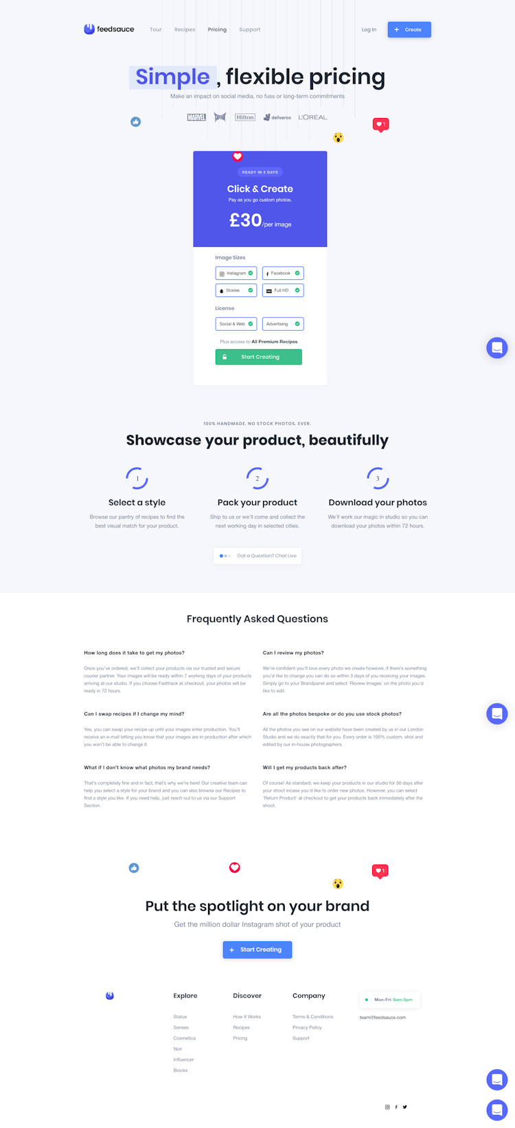 Feedsauce Pricing Page Design