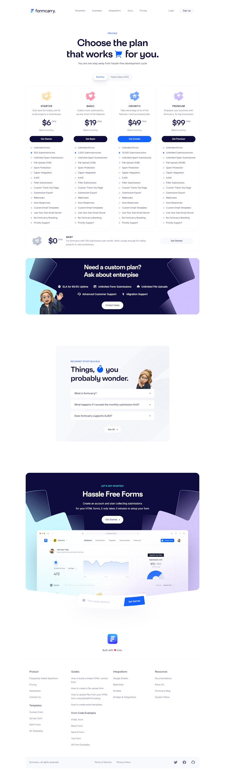 Formcarry Pricing Page Design