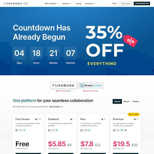 FuseBase Pricing Page Design