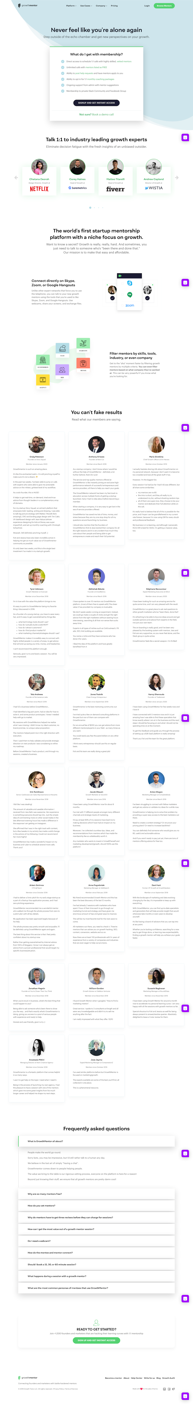 GrowthMentor Pricing Page Design