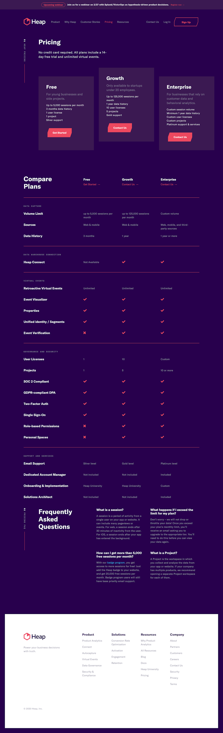 Heap Pricing Page Design