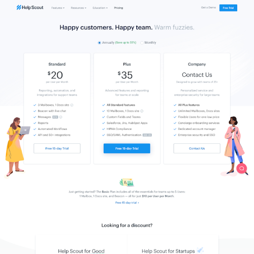 Helpscout Pricing Page Design