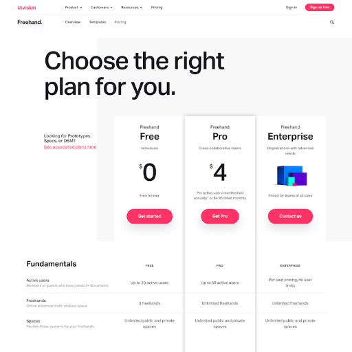 InVision Pricing Page Design