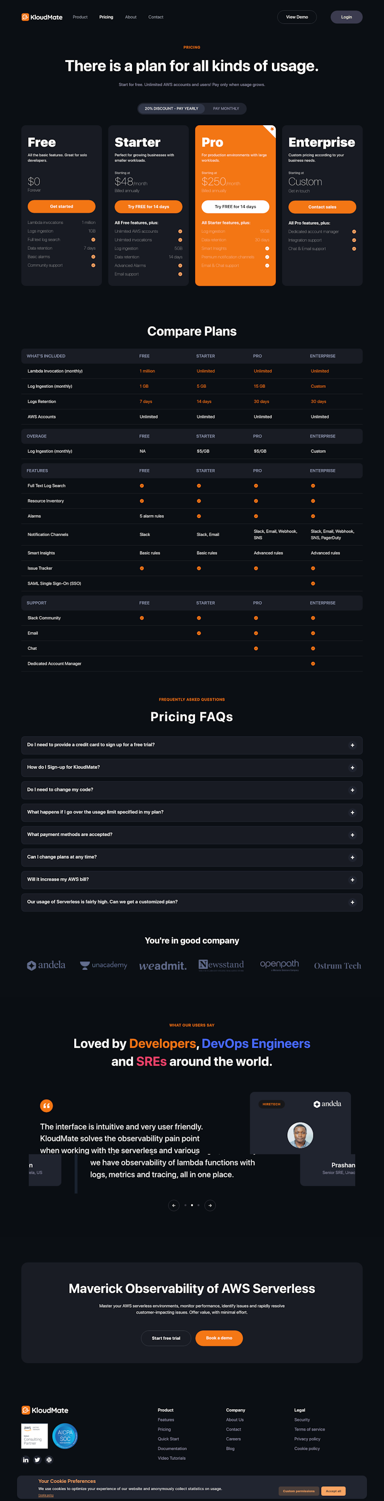 KloudMate Pricing Page Design