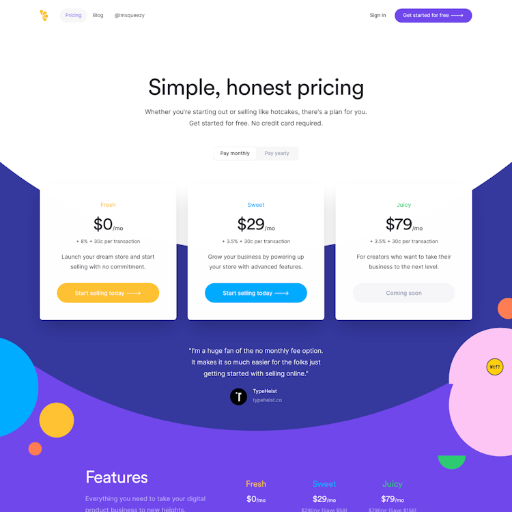 Lemonsqueezy Pricing Page Design