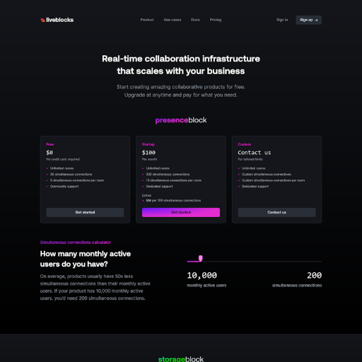 Liveblocks Pricing Page Design