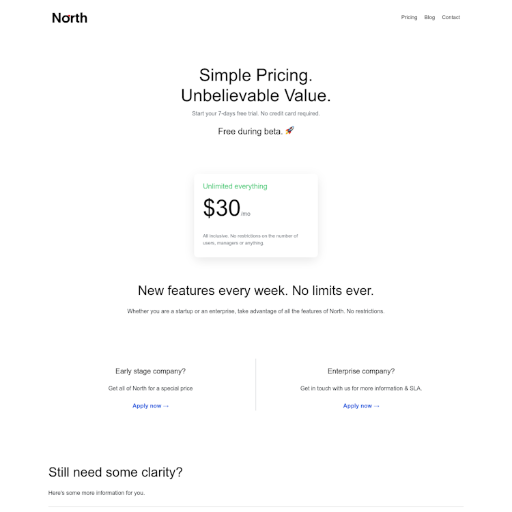 Northapp Pricing Page Design