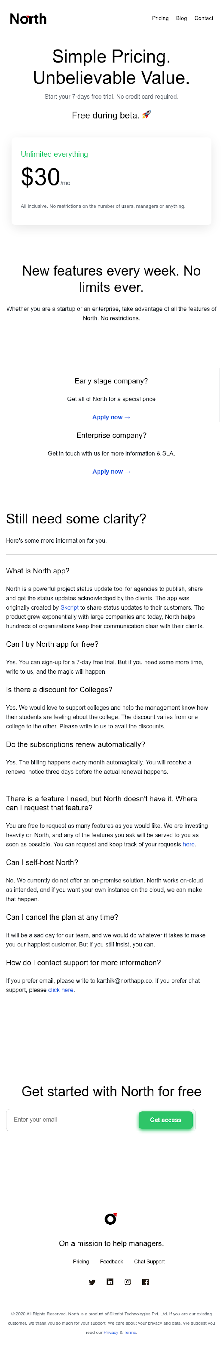 Northapp Pricing Page Design