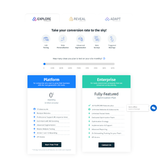 Omniconvert Pricing Page Design