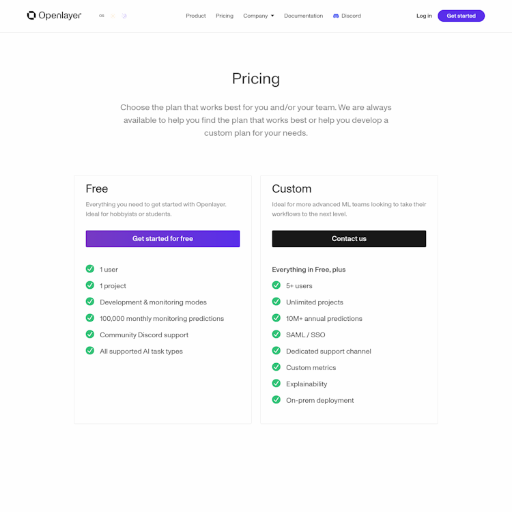 Openlayer Pricing Page Design