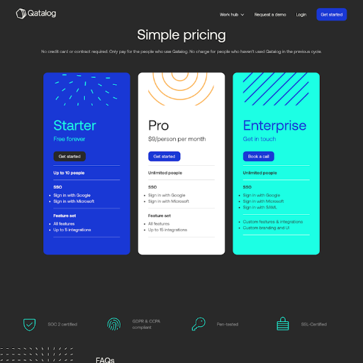 Qatalog Pricing Page Design