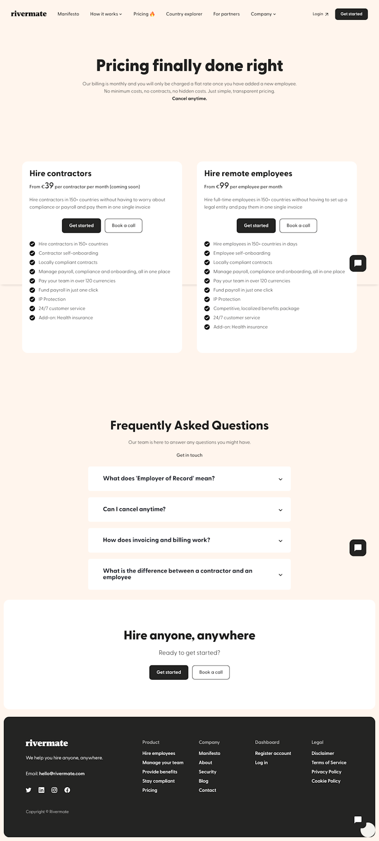 Rivermate Pricing Page Design