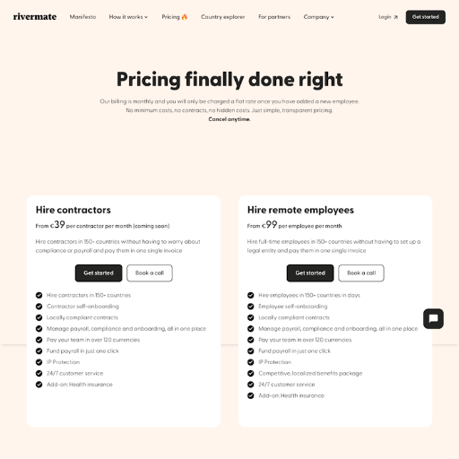 Rivermate Pricing Page Design