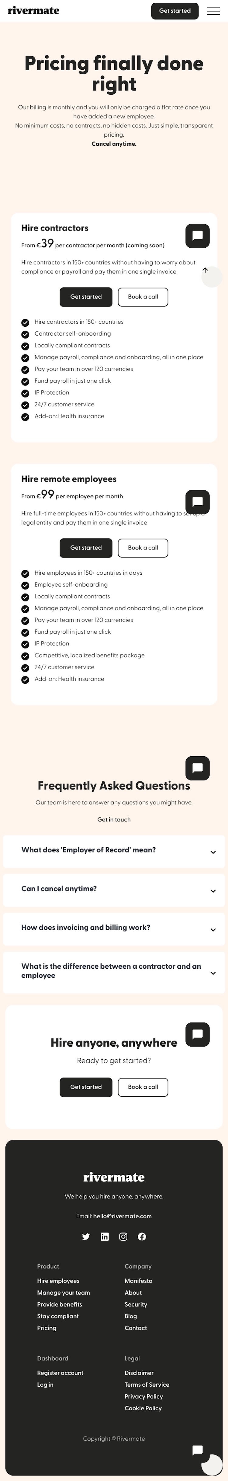 Rivermate Pricing Page Design