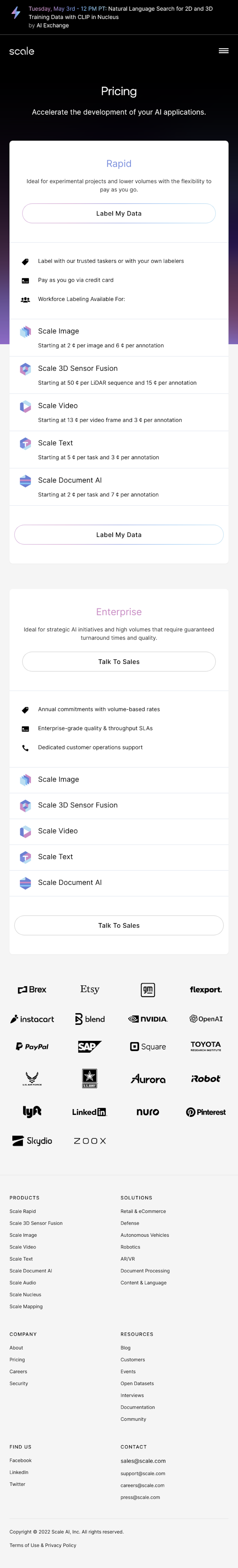 Scale Pricing Page Design