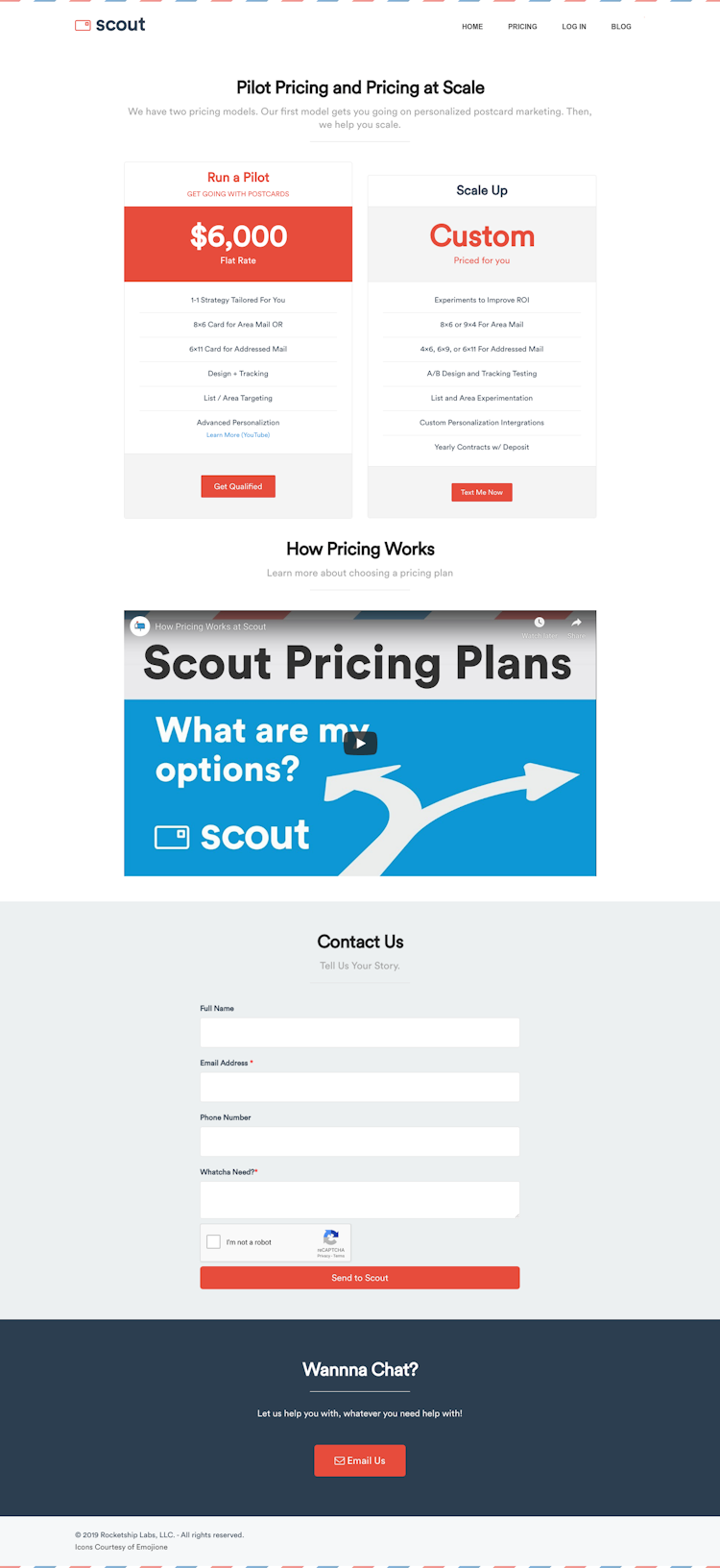 Sendwithscout Pricing Page Design