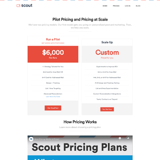 Sendwithscout Pricing Page Design