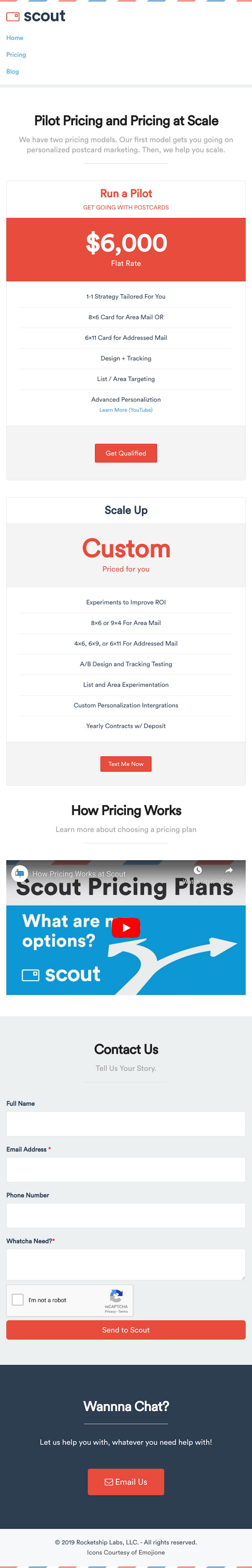 Sendwithscout Pricing Page Design