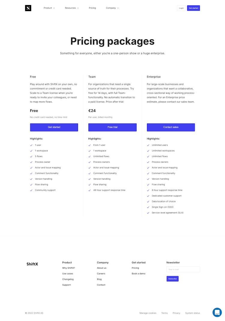 Shiftx Pricing Page Design