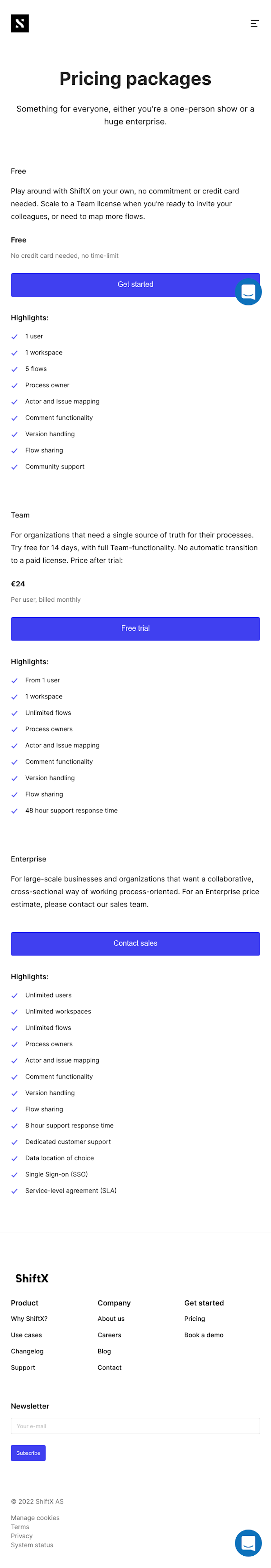 Shiftx Pricing Page Design