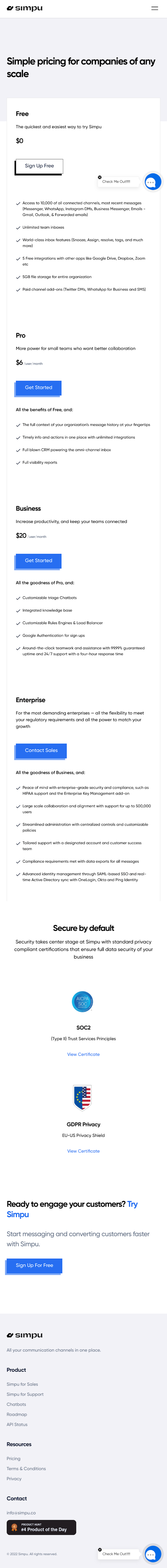 Simpu Pricing Page Design