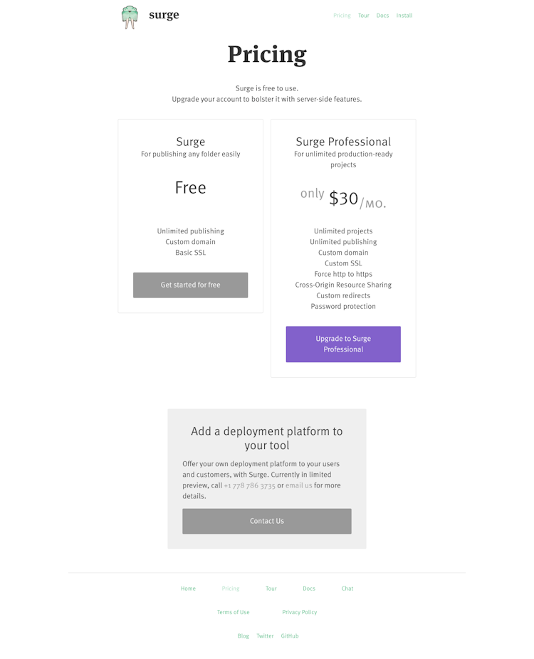 Surge Pricing Page Design