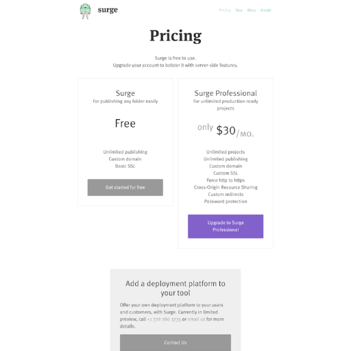 Surge Pricing Page Design