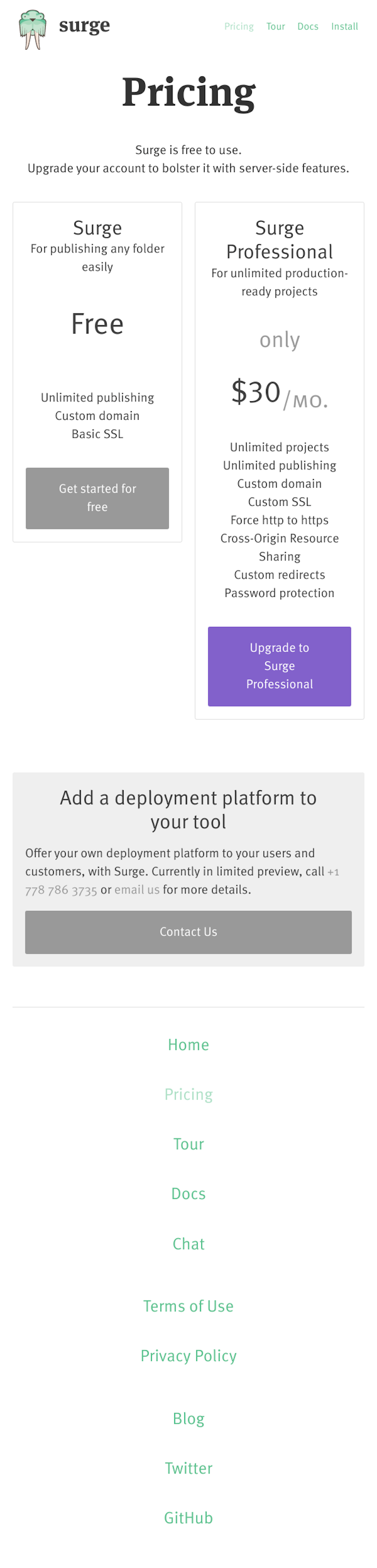 Surge Pricing Page Design