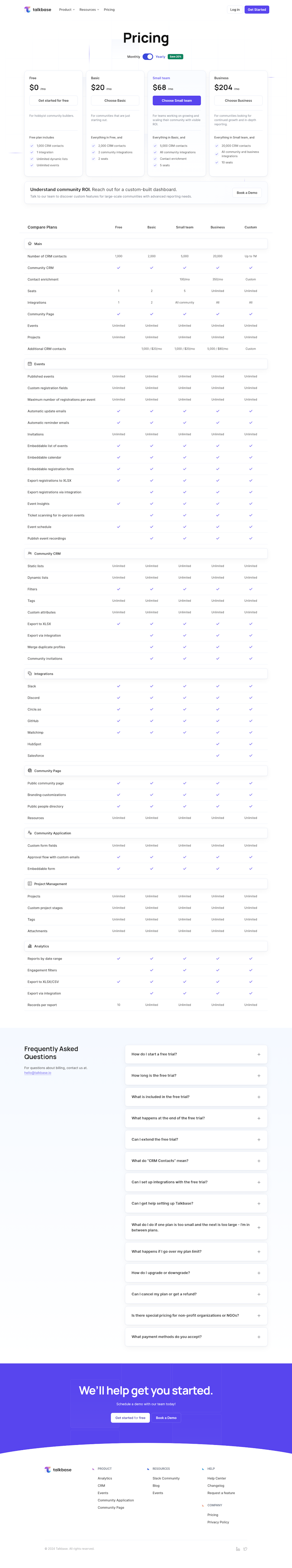 Talkbase.io Pricing Page Design