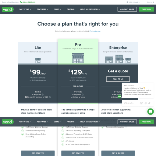 Vendhq Pricing Page Design