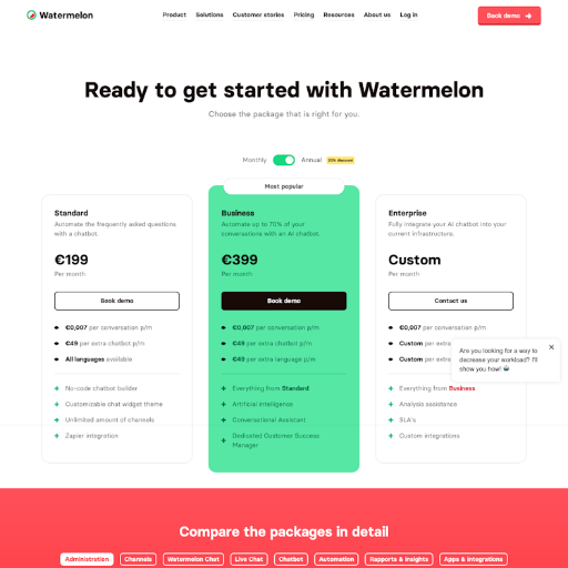 Watermelon Pricing Page Design