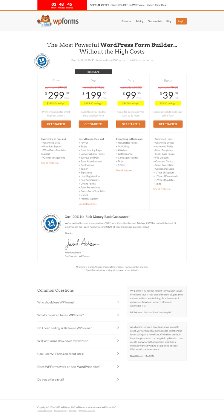 Wpforms Pricing Page Design