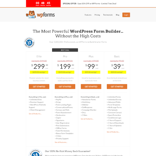 Wpforms Pricing Page Design