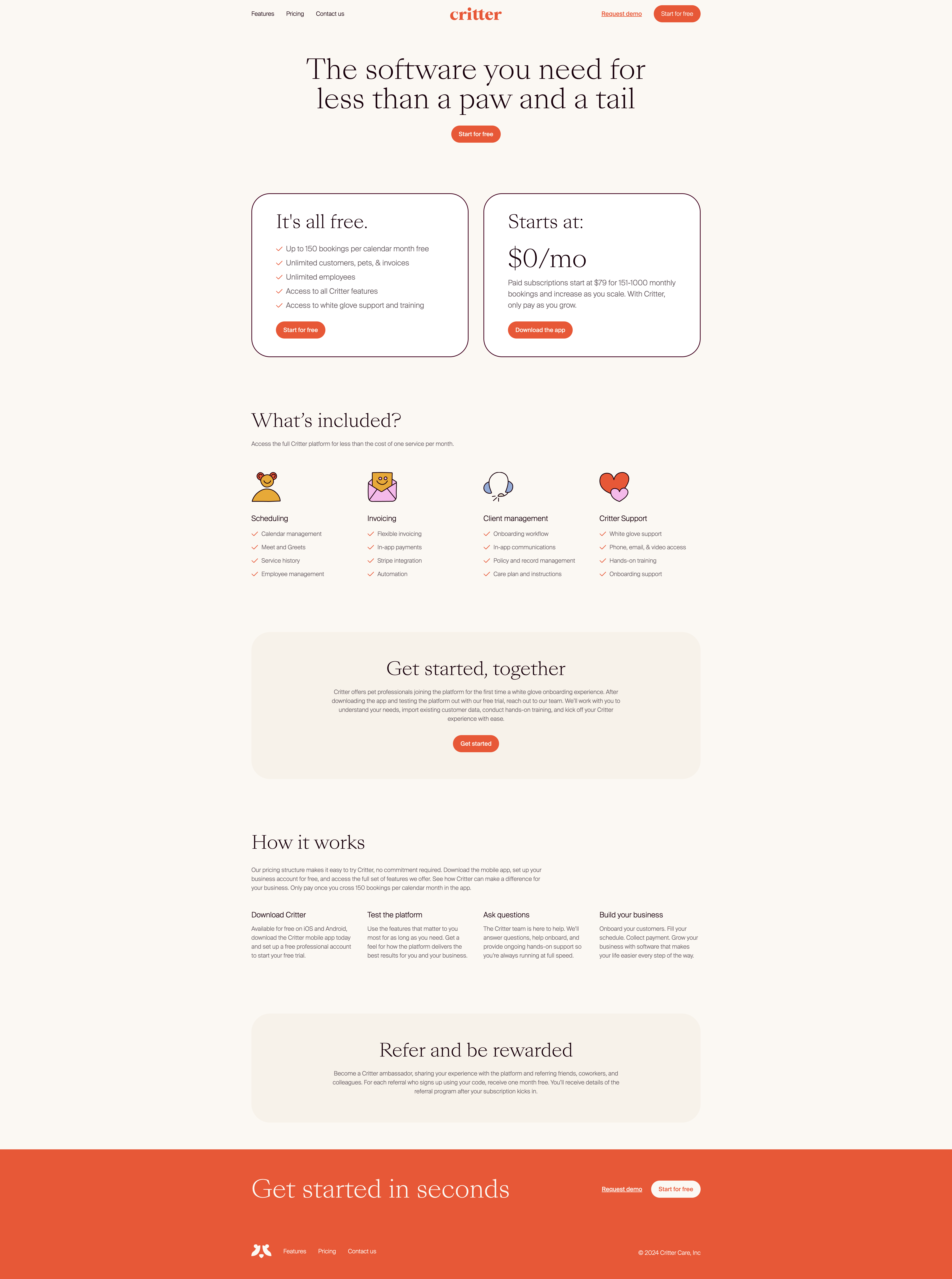 Critter Pricing Page Design