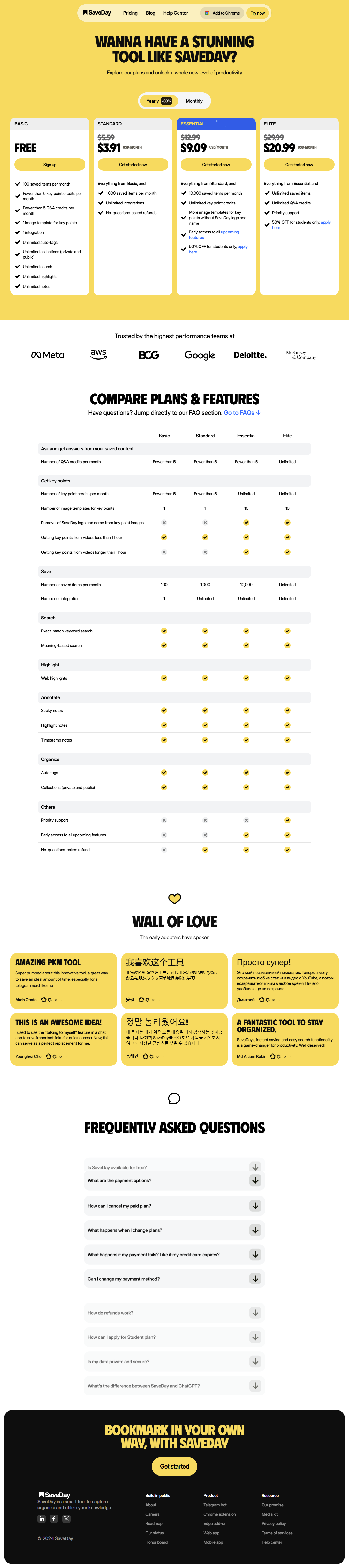 SaveDay Pricing Page Design